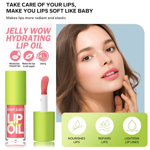 Miniatura 5 de Beauty Glazed Aceite de Labios con Cabezal de Brocha Grande, Ultra-Hidratante y Nutritivo, Aceite de Brillo Labial con Acabado Suave y Brillante