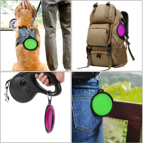 Miniatura 7 de Tazón para Perros Cuencos Plegables para Mascotas, Paquete de 2 Cuencos Plegables de Agua para Perros para Gatos y Perros, Plato Portátil de Verde +