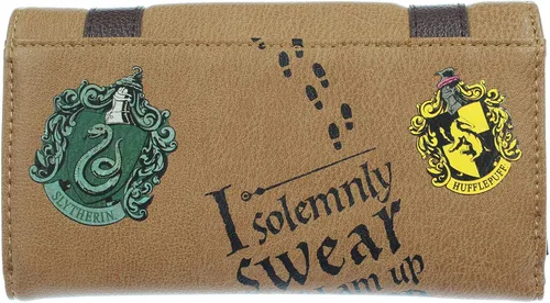 Miniatura 2 de Harry Potter Hogwarts - Cartera triple con cierre a presión inspirada en el maletero escolar, Marrón, talla única