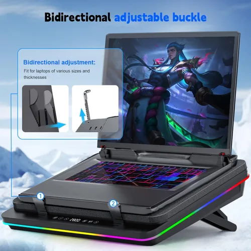 Miniatura 5 de IETS Almohadilla de refrigeración para laptop GT600 RGB equipada con turboventilador gigante (5.5 pulgadas de diámetro), espuma sellada para V2