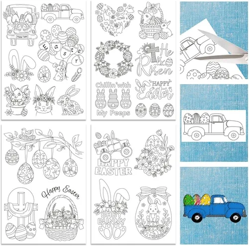 Miniatura 14 de ORIGACH 4 Hojas Grandes de Estabilizadores de Patrones de Bordado Solubles en Agua - Estabilizadores de Costura a Mano Preimpresos de Hongo, Luna
