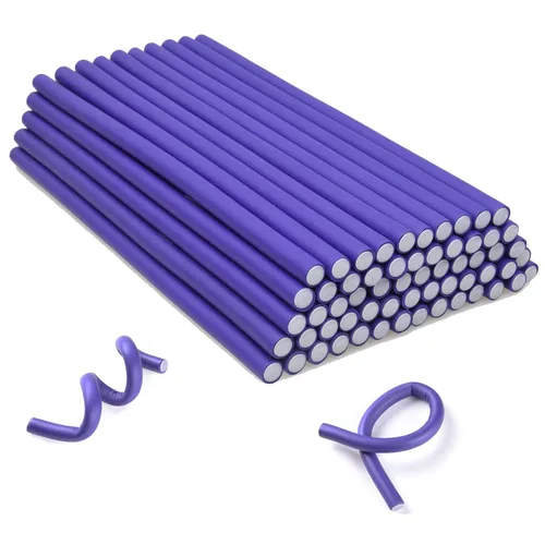 Miniatura 12 de Varilla rizadora flexible sin calor, barra flexible delgada de 9.45 pulgadas, 30 rodillos de espuma suave para rizos apretados, para mujeres y Rosa
