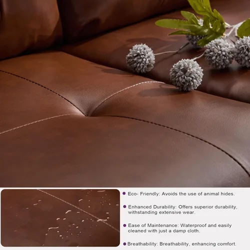 Miniatura 5 de TYBOATLE Sofá Sillón de 61" Loveseat Pequeño Sofás para Sala de Estar Sofá de Cuero Moderno de Mediados de Siglo Acolchado Mini Sofá Cómodo Oficina