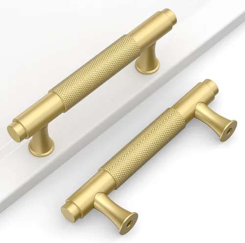 Miniatura 33 de Paquete de 10 tiradores dorados de 5 pulgadas (128 mm) para armarios con estrías, tiradores para cajones de cocina, herrajes para armarios