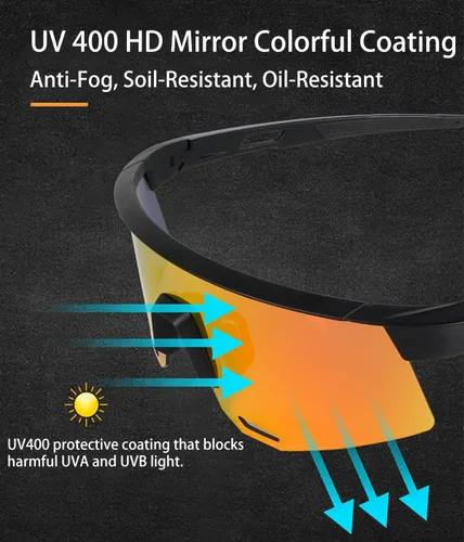 Miniatura 3 de Gafas de sol deportivas polarizadas para hombres y mujeres, UV400, béisbol, correr, golf, motocicleta, correr, pesca Negro naranja