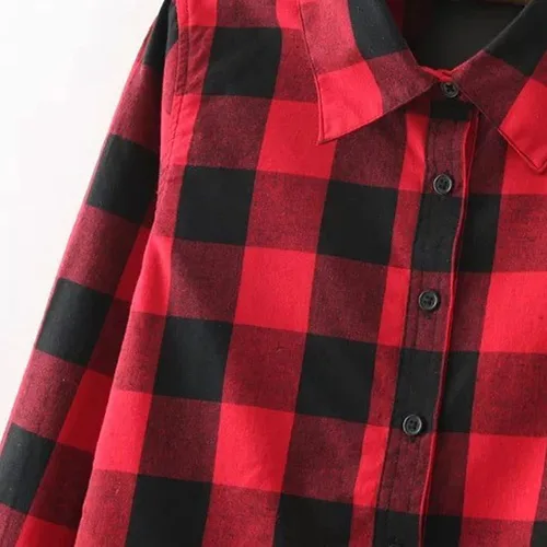 Miniatura 7 de Women's 2023 Summer Tops Plaid Long Sleeve Collar Neck Casual Button Down Dress Shirt Dress Casual Dresses