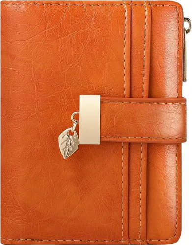 Miniatura 11 de Billetera pequeña para mujer, plegable, de piel suave, tarjetero con ventana de identificación, con cremallera, bolsillo para monedas, carteras