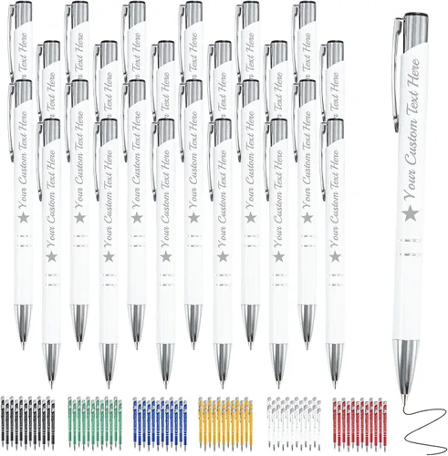 Miniatura 35 de Bolígrafo personalizado, 1 unidad, bolígrafo personalizado con logotipo de mensaje de nombre comercial grabado, tapa de clic de tinta negra, regalo