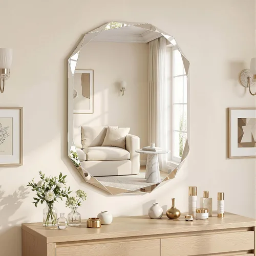 Miniatura 10 de Suidia Espejo de baño, espejo de pared de 20 x 30 pulgadas, espejo de baño sin marco con borde biselado para dormitorio, sala de estar, entrada