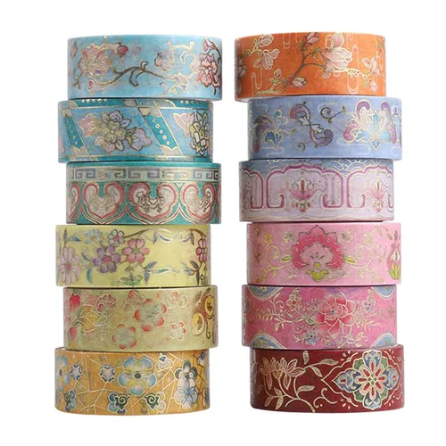 Miniatura 14 de Juego de 20 rollos de cinta washi floral de 0.591 in de ancho, cintas decorativas de papel para álbumes de recortes, diario, planificador