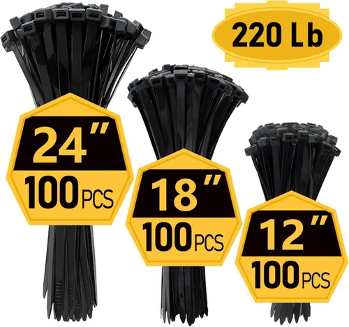Miniatura 13 de ANOSON - Bridas de varios tamaños (4 + 6 + 8 + 12 pulgadas), paquete de 400 bridas negras, bridas de alambre resistentes a los rayos ultravioletas