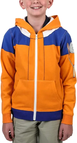 Miniatura 4 de Bioworld Naruto Uzumaki Naruto Cosplay - Sudadera con capucha con cremallera para niños, Multicolor