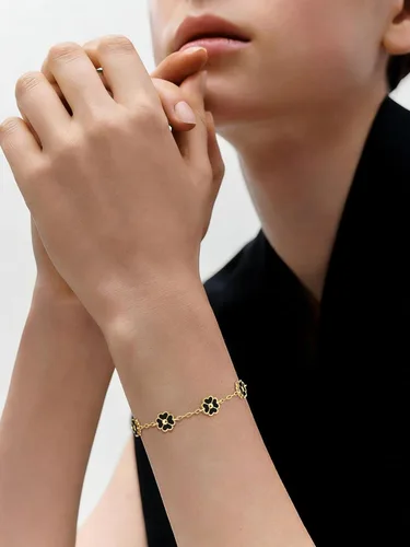 Miniatura 2 de NECOCY Pulsera de trébol para mujer, moderna chapada en oro de 18 quilates, cuatro hojas, juego de pulseras de flores de la suerte, ajustables