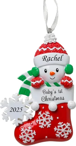 Miniatura 11 de 2025 Adorno de primera Navidad del bebé - Niño bebé con bastón de caramelo personalizado recuerdo festivo – Adorno personalizado de mi primera