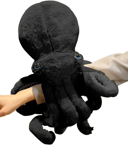 GOOC Pulpo, animales de peluche, pulpo, muñecos de peluche, juguetes de peluche de pulpo, regalo para niños y amantes (negro)