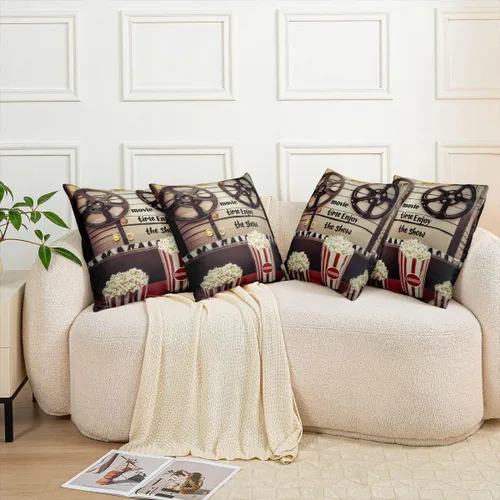 Miniatura 5 de Homewish Theater Cinema Poster Throw Pillow Covers (Pack of 1),Retro Movie Cushion Cover for Kids Boys Teens Popcorn Pillow Cases Movie Night Living