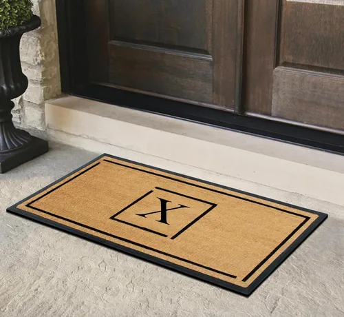 Miniatura 2 de A1HC - Tapete de puerta con monograma de fibra de coco natural para puerta delantera, 24 x 48, felpudo duradero tratado anti-desprendimiento