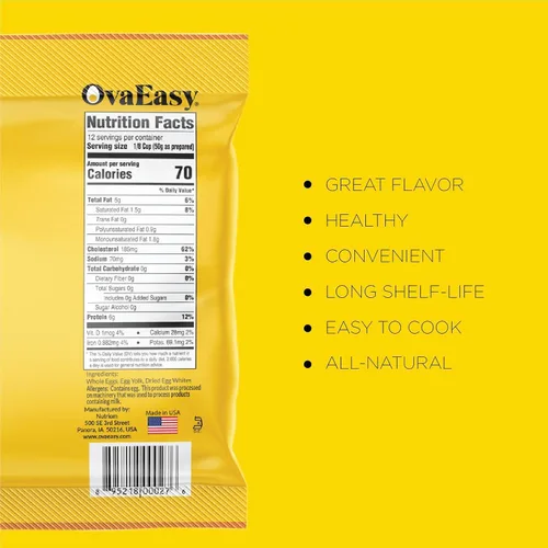 Miniatura 4 de OvaEasy - Cristales de huevo deshidratados – Bolsa de 4.5 onzas (4.52 oz) – Huevos en polvo hechos de ingredientes totalmente naturales – Polvo
