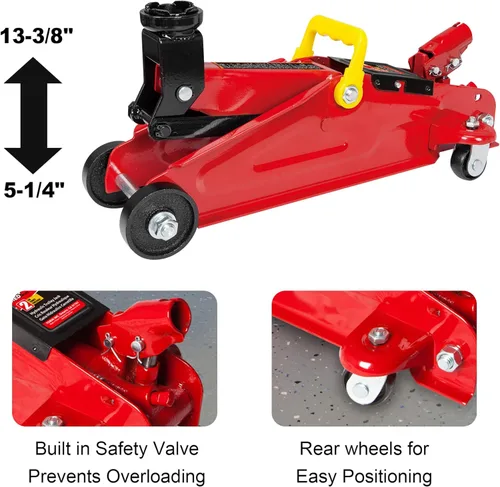 Miniatura 3 de BIG RED T82040 Torin - Combo de piso de carretilla hidráulica con 2 soportes de gato y enredadera de taller, capacidad de 2 toneladas