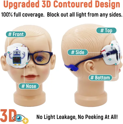 Miniatura 2 de Astropic Parche de algodón 3D y seda para niños Parche de ojos para niños para gafas Parche médico para niños con ojo perezoso