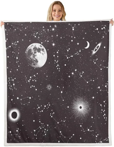 Miniatura 16 de Erosebridal Galaxy Fleece Blanket 40x50 Constellation Fuzzy Plush Throw for Sofa Couch Black Nebula Stars Sherpa Blanket Outer Space Starry Sky