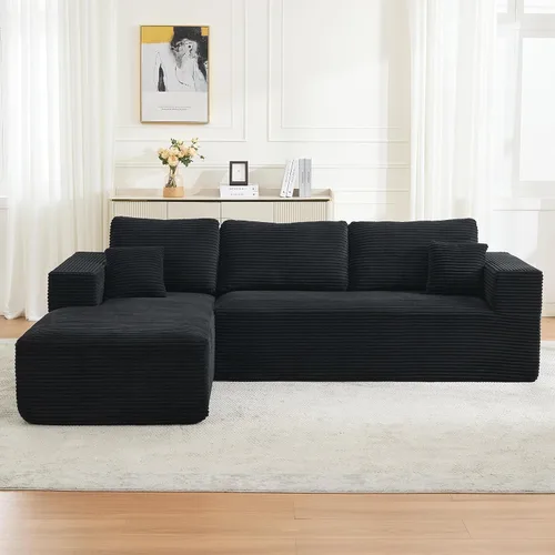 Miniatura 16 de Sofá modular Cloud de 106 pulgadas con diván en forma de L, moderno sofá modular sin hueso con asiento profundo, sofás tapizados para sala de estar