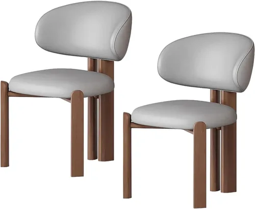 Miniatura 20 de Juego de 2 sillas de comedor tapizadas modernas, diseño cómodo con respaldo curvado para cocina, sala de estar, dormitorio u oficina