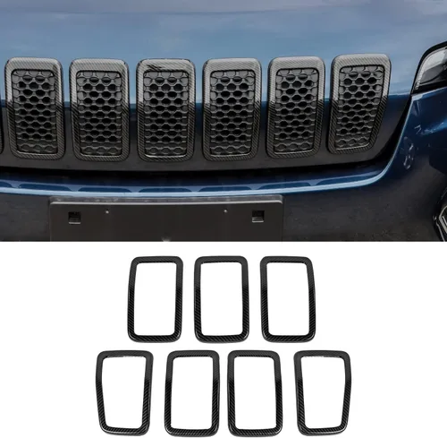 Miniatura 10 de JeCar Insertos de parrilla para Jeep Cherokee, insertos de rejilla delantera para Jeep Cherokee 2019-2025 (negro)