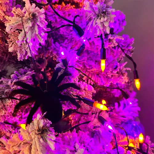 Miniatura 4 de WATERGLIDE - 50 luces LED de Halloween para uso al aire libre de 16 pies, tira de luces con 8 modos, tamaño mini, luces impermeables para árbol
