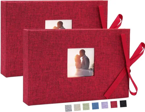 Miniatura 10 de Vienrose Álbum de fotos pequeño de 4 x 6 pulgadas, mini libro de fotos con bolsillos, páginas transparentes con capacidad para 52 fotos, cubierta