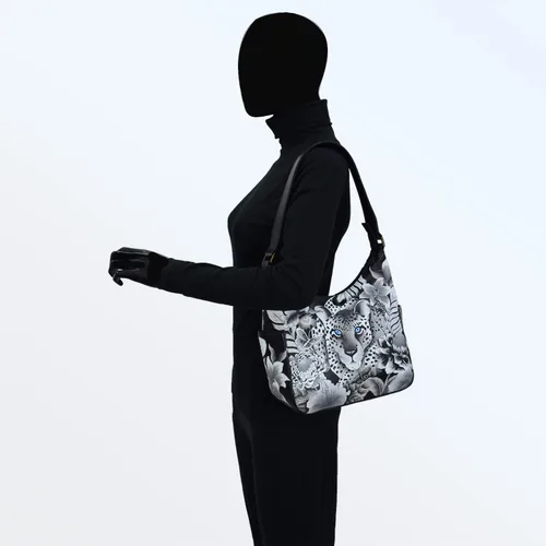 Miniatura 5 de Anuschka Bolso de mano de cuero genuino para mujer Hobo clásico con bolsillo lateral