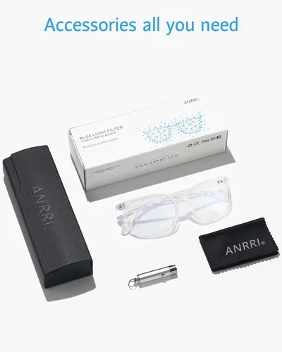 Miniatura 6 de ANRRI Gafas de luz azul para hombres y mujeres, transparentes, bloqueo de luz azul, lentes de computadora antifatiga ocular, marco transparente