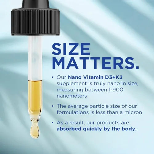 Miniatura 6 de Nanoceutical Solutions Nano Vitamina D3+K2 Partículas líquidas nanosizadas Absorción rápida Formulación potente de 5000 UI – 1 onza Sin OMG