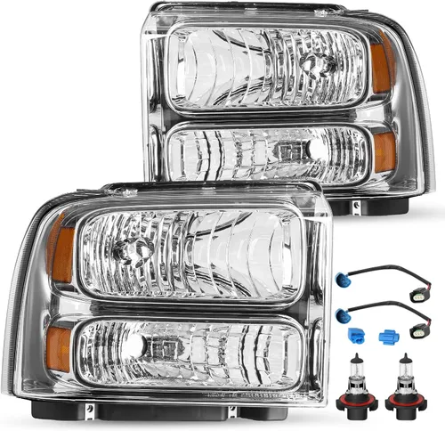 Miniatura 10 de JSBOYAT Juego de faros con bombillas y arnés de reemplazo para Ford F250 F350 F450 F550 Super Duty 99-04 / Ford Excursion 00-04 lado del conductor