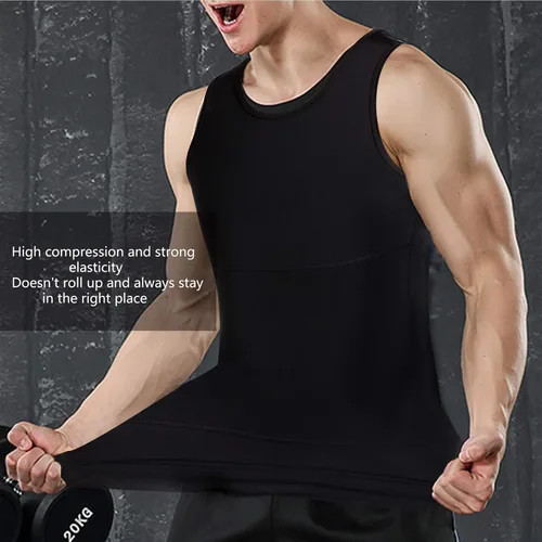 Miniatura 5 de Ursexyly Camisa de compresión para hombre, chaleco moldeador de capa base, chaleco con control de abdomen, camiseta sin mangas