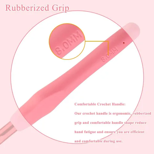 Miniatura 4 de Gancho de Ganchillo Ergonómico de 8mm, Agujas de Ganchillo para Tejer, Agujas de Tejer Lisas para DIY Hecho a Mano, Gran Regalo para Mujeres
