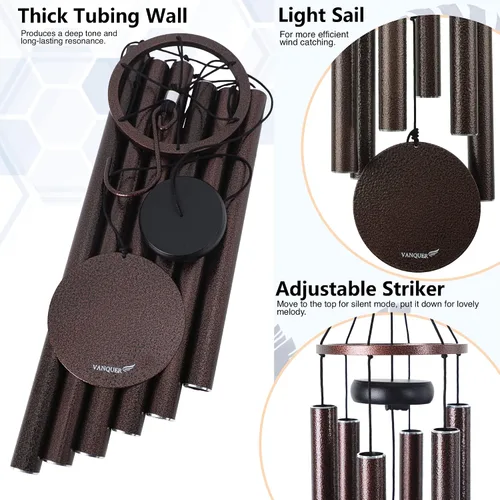 Miniatura 4 de Vanquer Campanillas de Viento para Exteriores de Tono Profundo - Campanillas de Viento de 38'' para Exteriores en Liquidación, Tono Profundo