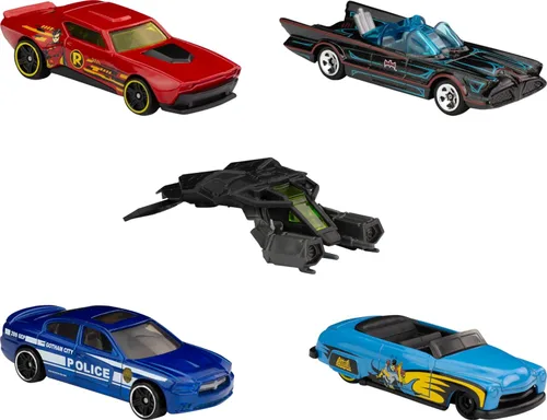 Miniatura 2 de Hot Wheels Batman - Juego de 5 autos de juguete con temática de Batman en escala 1:64 (los estilos pueden variar)