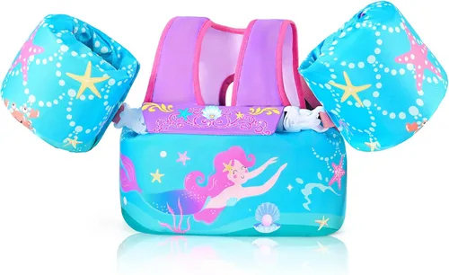 Miniatura 17 de Nemone Chaleco de natación para niños pequeños de 22 a 70 libras, flotadores para niños, chaqueta de natación con alas de agua para el brazo para A