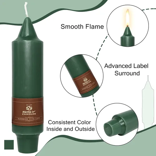 Miniatura 3 de Candelabros cortos de 5 pulgadas con velas cónicas verde oscuro, 4 piezas para cena, hogar, boda, fiesta, decoración