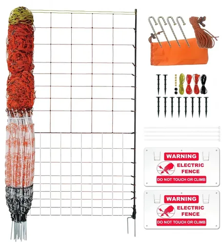 Valla eléctrica de alta calidad para aves de corral, 59 pulgadas de alto x 98.5 pies de largo, versátil valla eléctrica portátil para pollos
