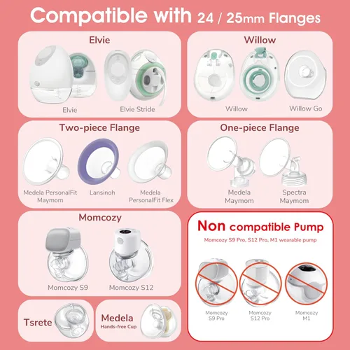 Miniatura 4 de Maymom Inserto de brida de 0.827 in, color rosa, compatible con Elvie Single/Double Electric, Elvie Stride Cup (0.945 in), compatible con Medela
