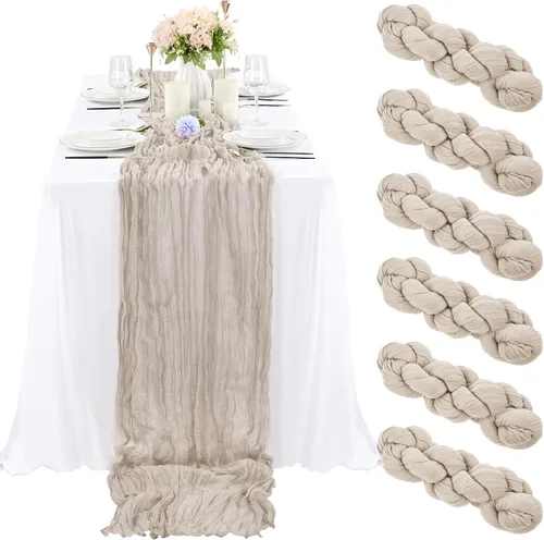 Miniatura 39 de 10 piezas de camino de mesa de estopilla en azul bebé 10 pies, camino de mesa de gasa para recepción de boda, despedida de soltera, fiesta