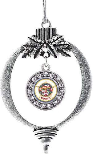 Miniatura 55 de Inspired Silver - Twin One - Adorno festivo de Navidad de plata - Adorno festivo de árbol de Navidad con dije de círculo y circonita cúbica