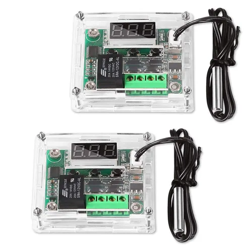 UMLIFE 2 piezas de módulo controlador de temperatura con estuche, XH W1209 pantalla LED módulo termostato digital con sonda NTC impermeable -50~110℃