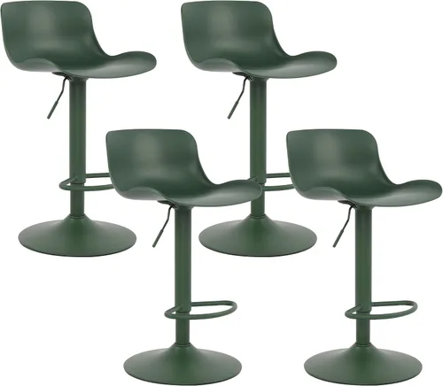 Miniatura 11 de LSSBOUGHT Taburetes de bar, taburetes de bar giratorios de altura de mostrador con respaldo de carcasa de plástico, sillas de bar ajustables, Negro