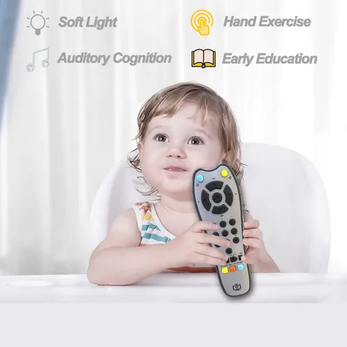 Miniatura 3 de Juguete de control remoto de TV musical para niños con luz y sonido suaves, volumen ajustable, educación temprana, juguete de regalo con inglés