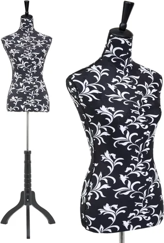Miniatura 10 de HCY Maniquíes femeninos Torso forma de maniquí soporte para exhibición de 60 a 67 pulgadas de altura ajustable para coser base de madera, cuerpo