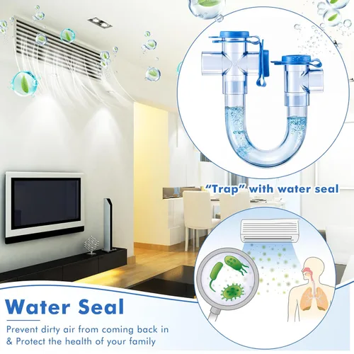 Miniatura 2 de 1 Pack 3/4 Inch Standard Condensate Trap with Cleaning Brush, PVC U Trap for HVAC Systems, Air Conditioner, Effectively Drains Condensate (Clear)