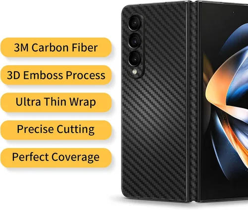 Miniatura 2 de Para Samsung Galaxy Z Fold 5 Skin Wrap Phone Sticker Fibra de Carbono 3M Vinilo Ultra Delgado Ultraligero Etiqueta Protector de Vidrio Película